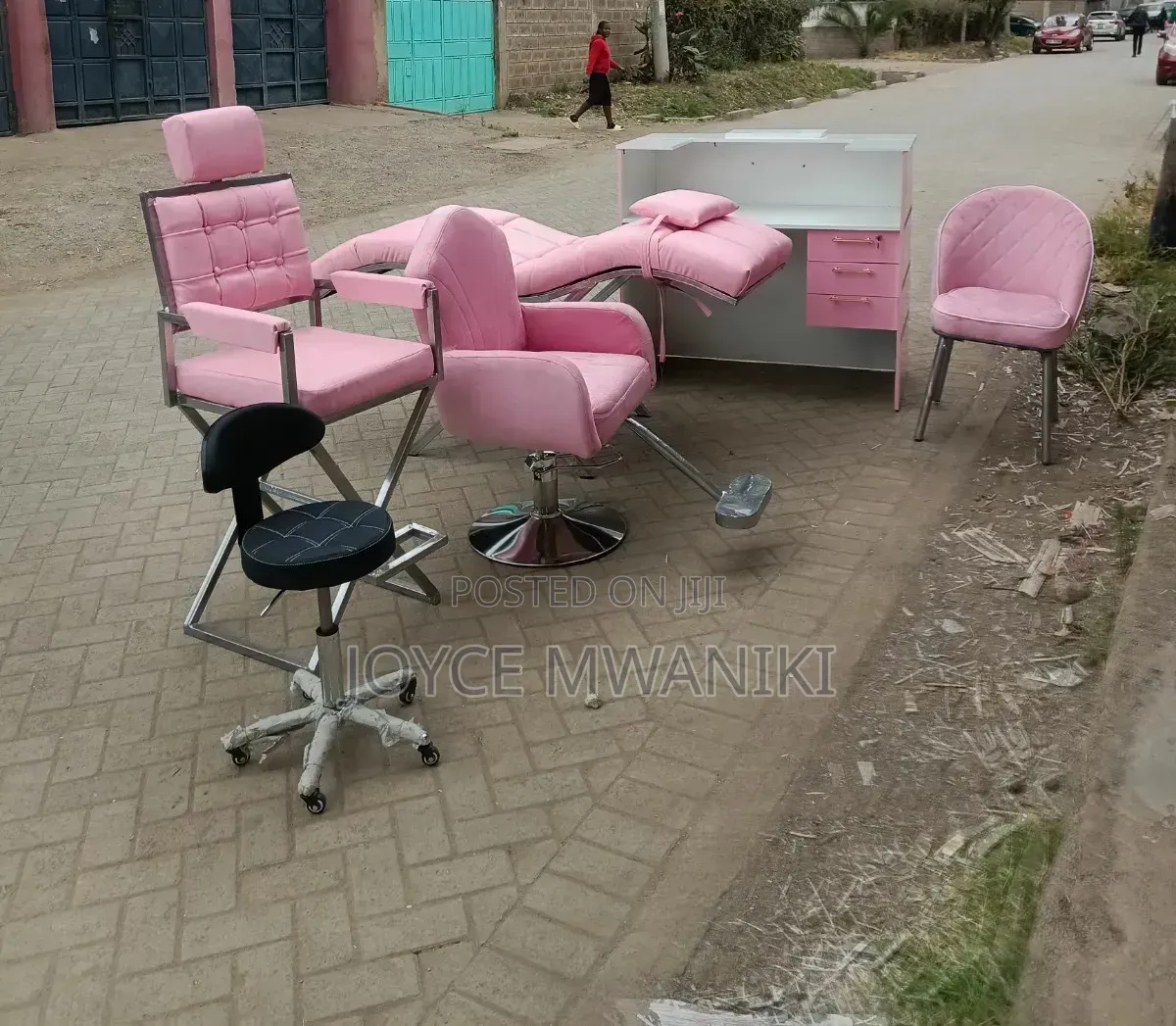 Adjustable Stool, Makeup Chair, Salon Seat, Lash Bed & Reception Desk.