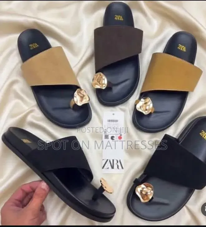 Zara Toe Ring Gold Decor Sandals. Sizes 37-42. Countrywide Delivery!