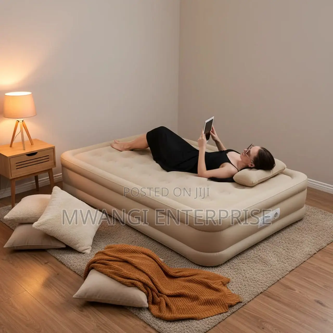 Queen Inflatable Airbed With Pump & Pillows 200x150