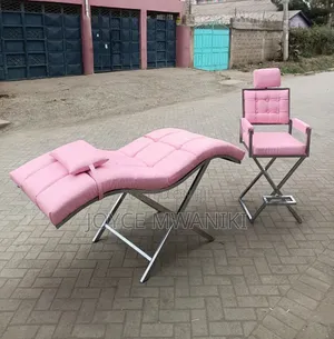 Lash Bed and a Makeup Chair With Silver Coated Frame 