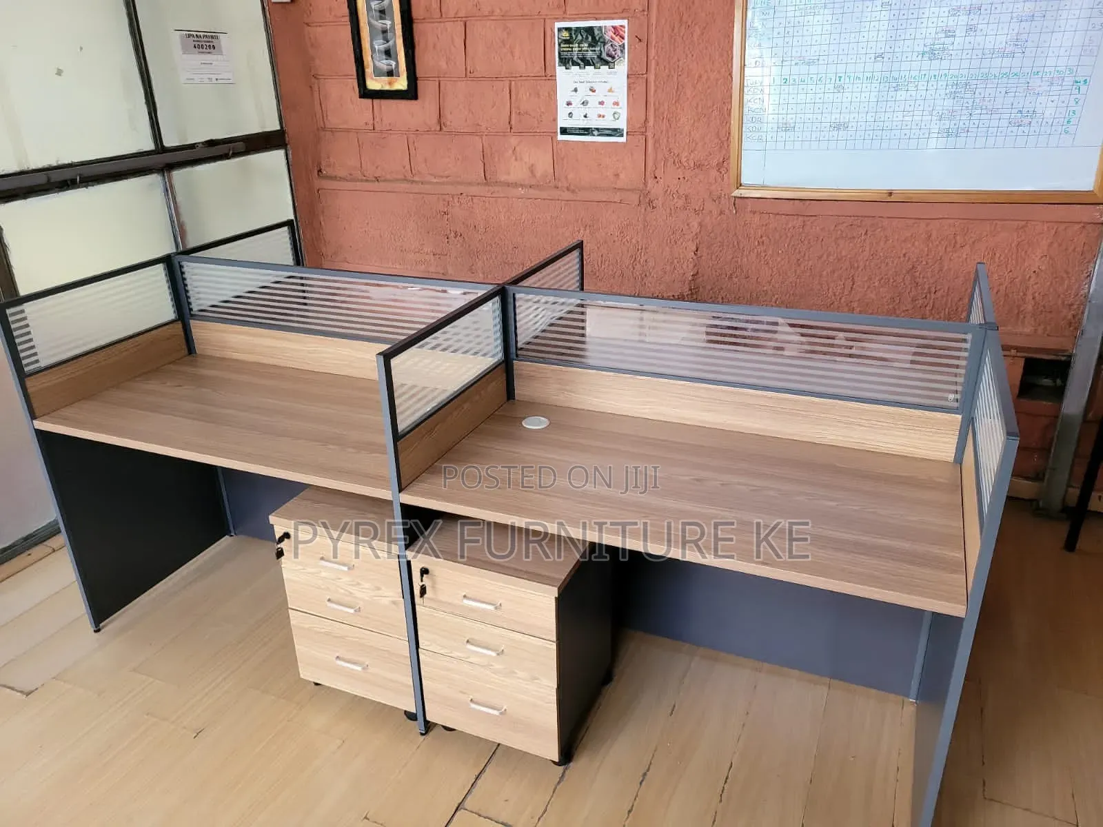 Brown 4 Seater Work Station