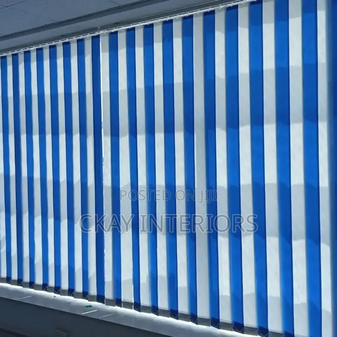 Green Plain, Blue With White Vertical Blinds