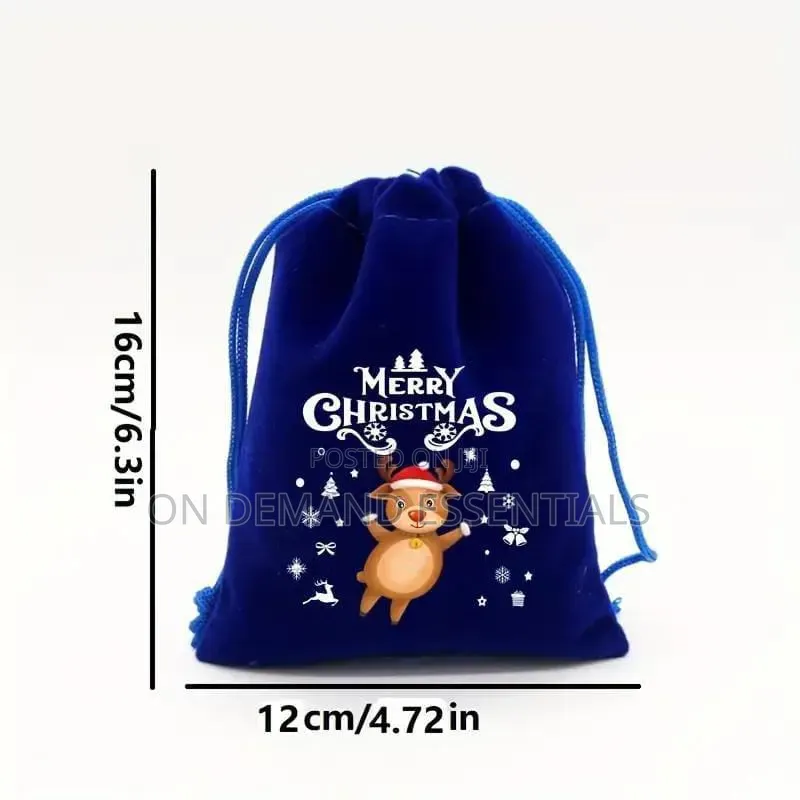 Christmas Velvet Graphics Printed Gift Pouch