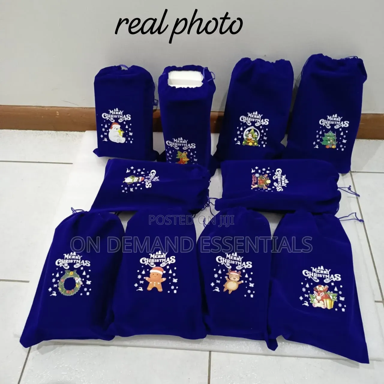 Christmas Velvet Graphics Printed Gift Pouch