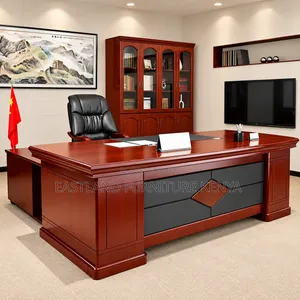 Luxury Executive Office Desk With Black Front Panels