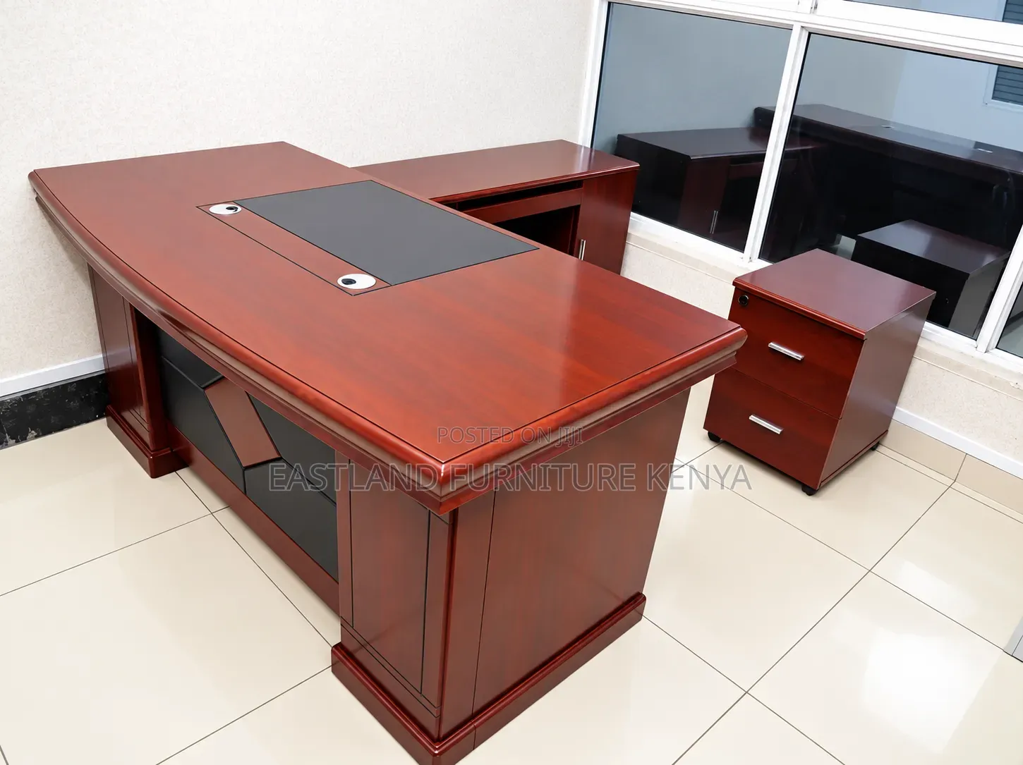Luxury Mahogany Executive Office Desk With Mobile Drawer Cabinet