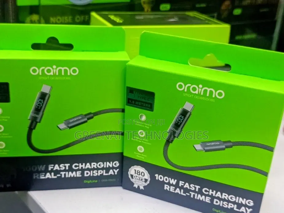Oraimo DigiLine 100W Fast Charging Real-Time Display C to -C 1.2M
