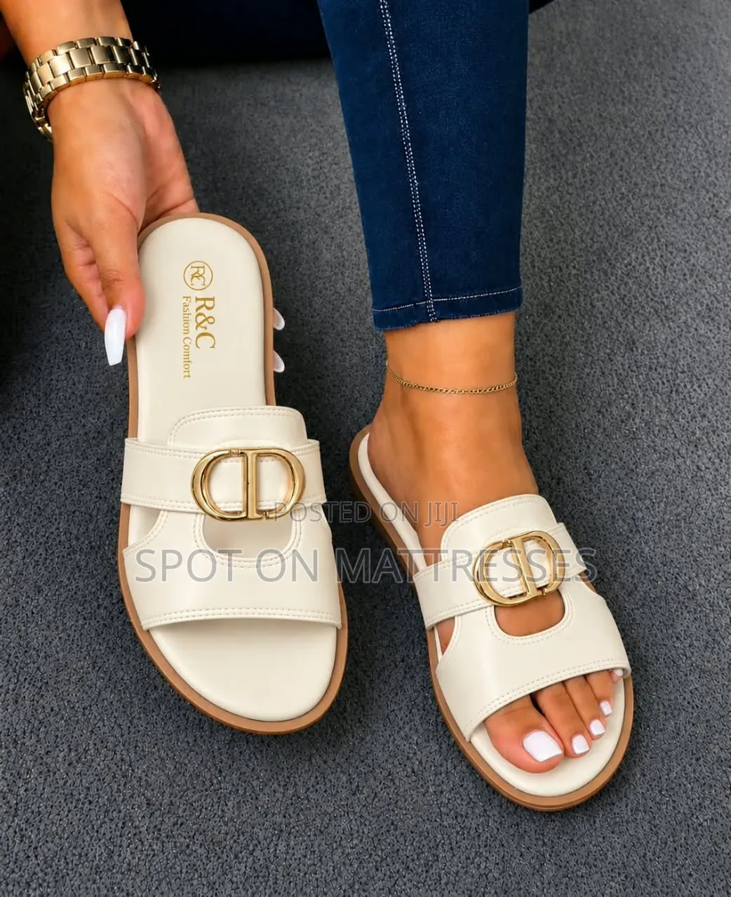 New Arrivals! Ladies' Sandals in White/Coffee Brown/Black. We Deliver!