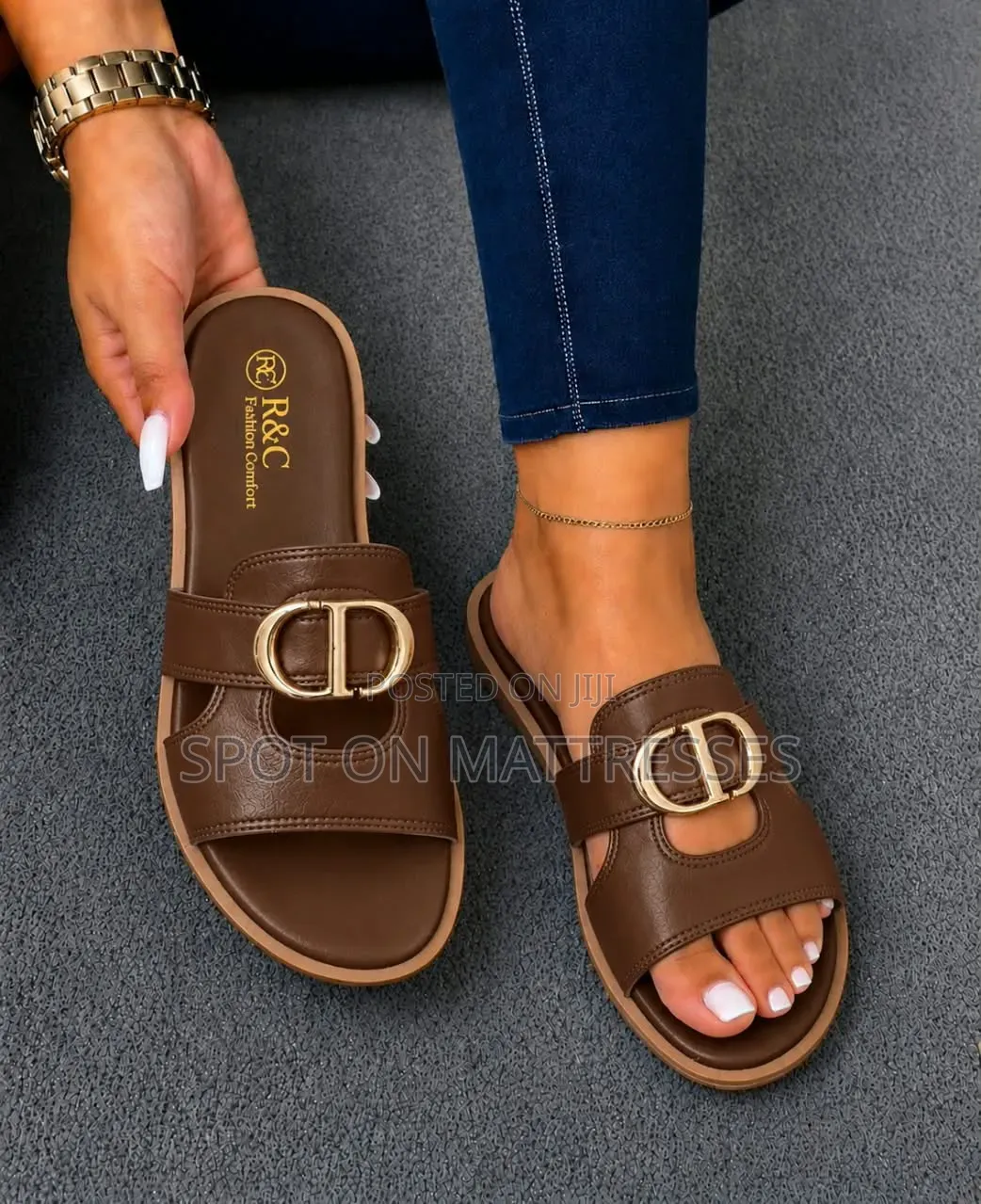 New Arrivals! Ladies' Sandals in White/Coffee Brown/Black. We Deliver!