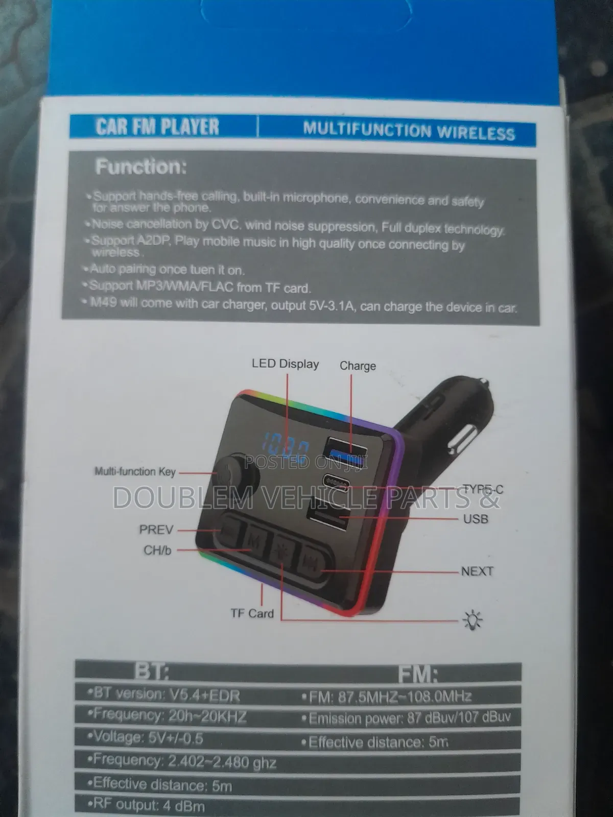 Car Fm Mp3 Player Supports Bluetooth,USB,tf Card,U Disk,charger 12/24v
