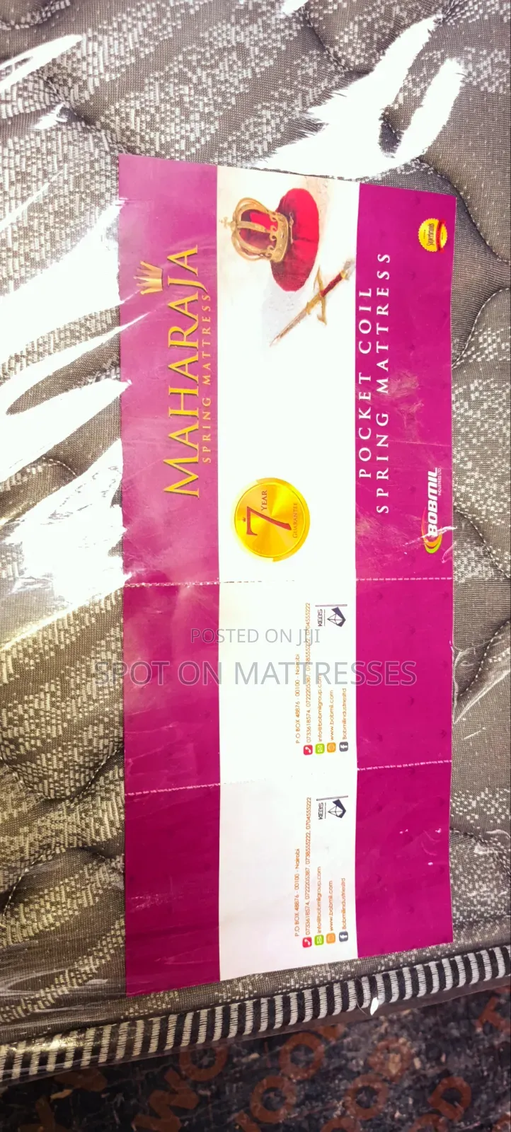 Bobmil Maharaja Pocket Spring Mattress. Available in Sizes 4X6 5X6 6X6