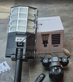 Solar-Powered TRIPLE Lens WITH LED Streetlight Camera 4G Security CCTV