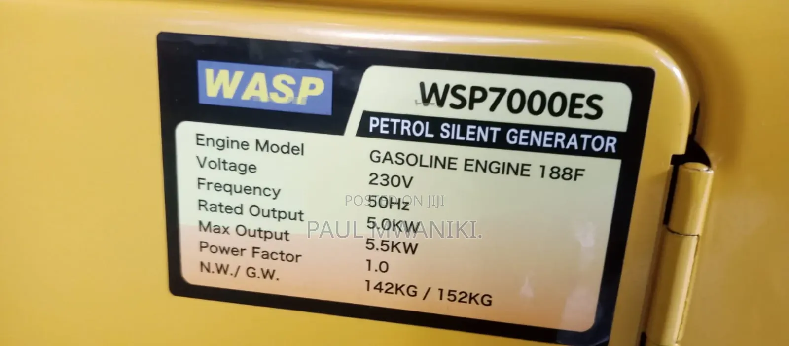 Name: WASP WSP7000ES 5.5KW Silent Petrol Generator – 230V