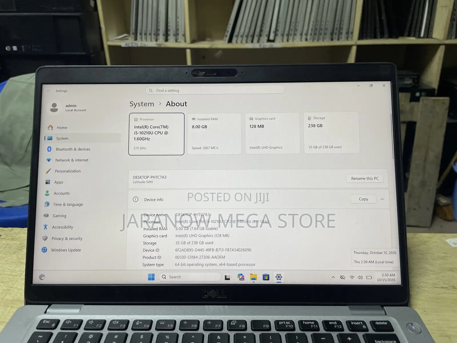 Laptop Dell Latitude 5510 8GB Intel Core i5 SSD 256GB