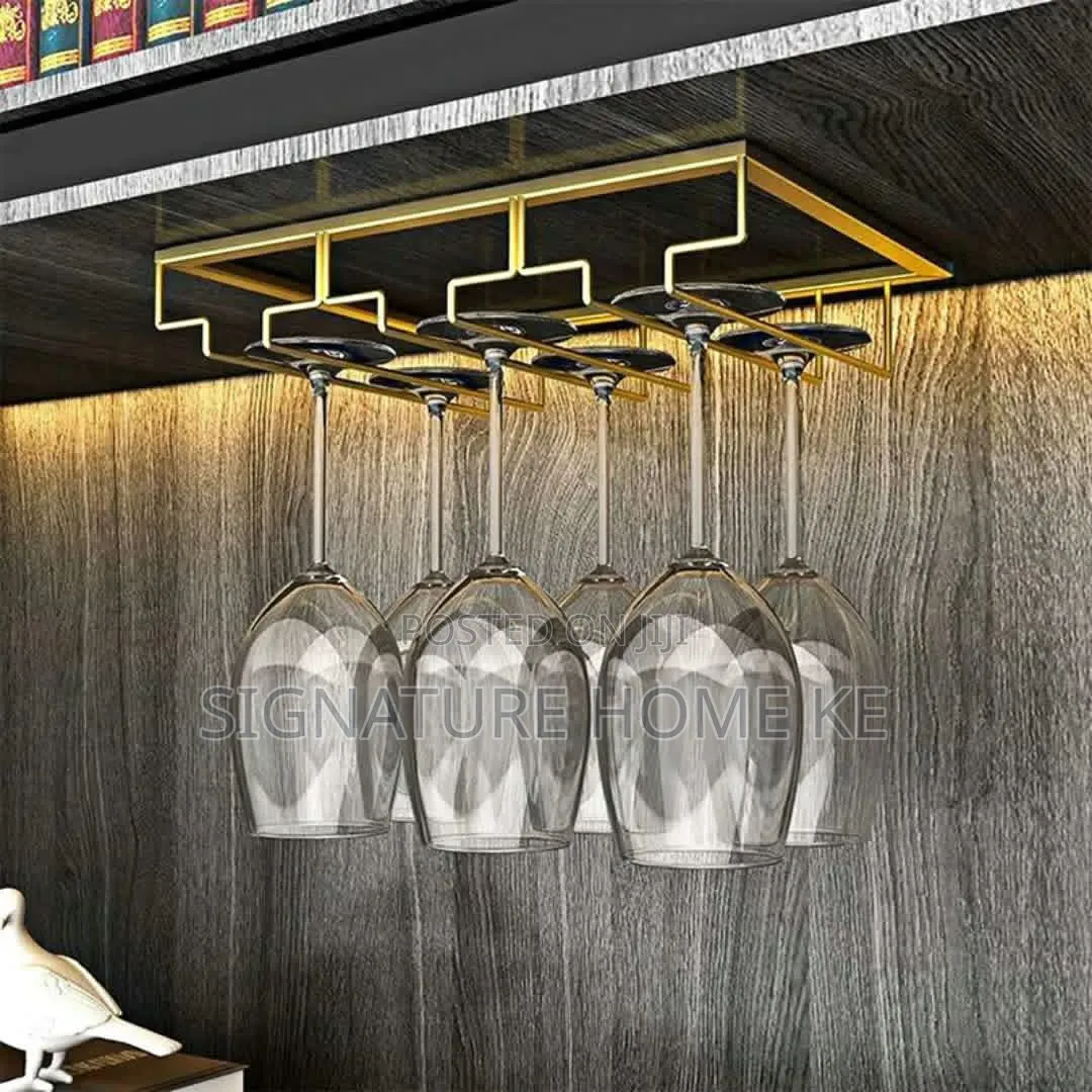 Metallic Wine Glass Holder Rack