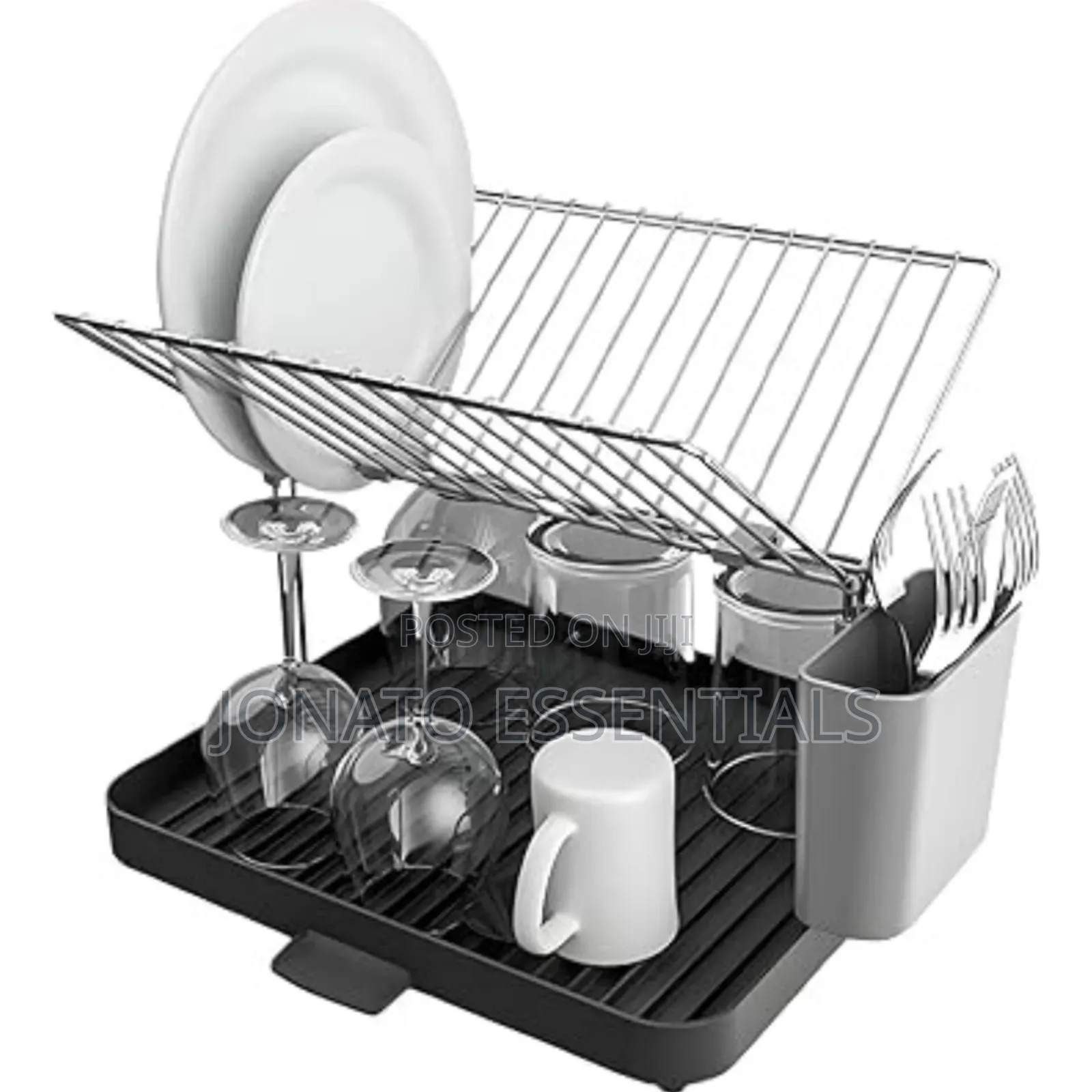 2 Tier Self Draining Dish Rack Compact Stainless Steel Drying Rack