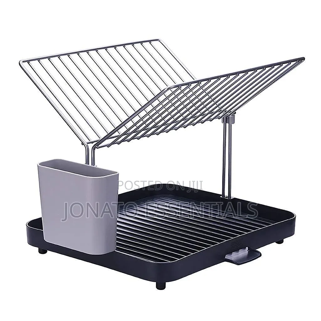 2 Tier Self Draining Dish Rack Compact Stainless Steel Drying Rack