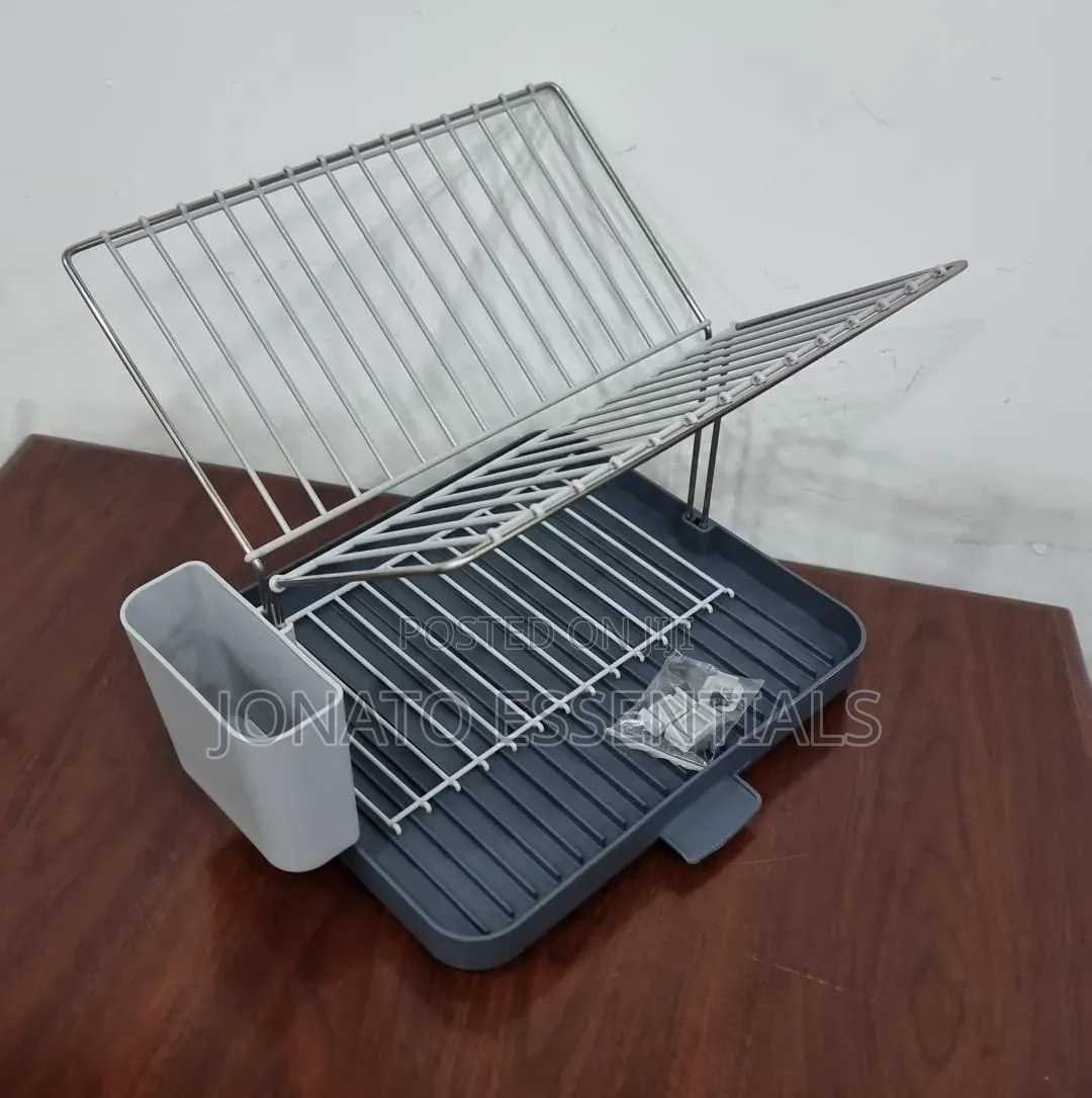 2 Tier Self Draining Dish Rack Compact Stainless Steel Drying Rack