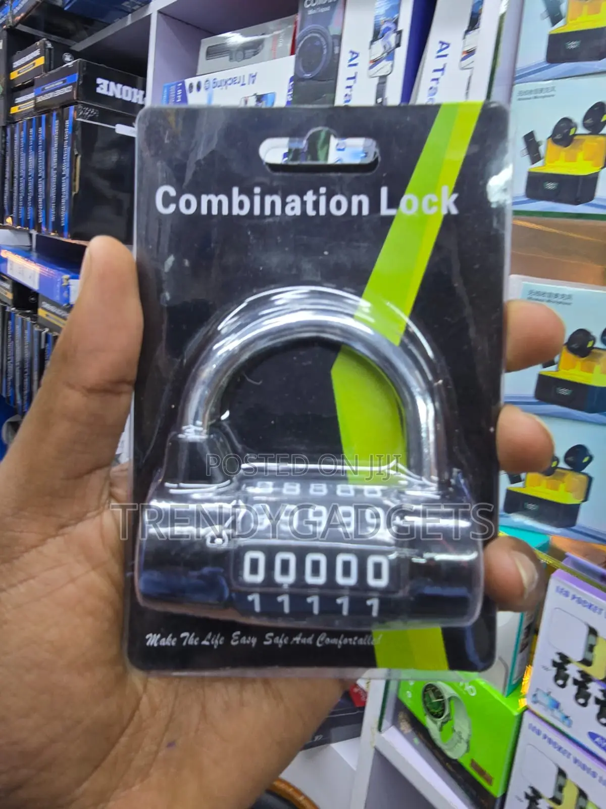 Five Digit Number Lock With Resettable Code and Strong Shackle