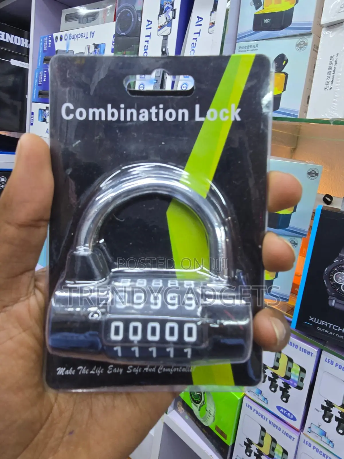 Five Digit Number Lock With Resettable Code and Strong Shackle