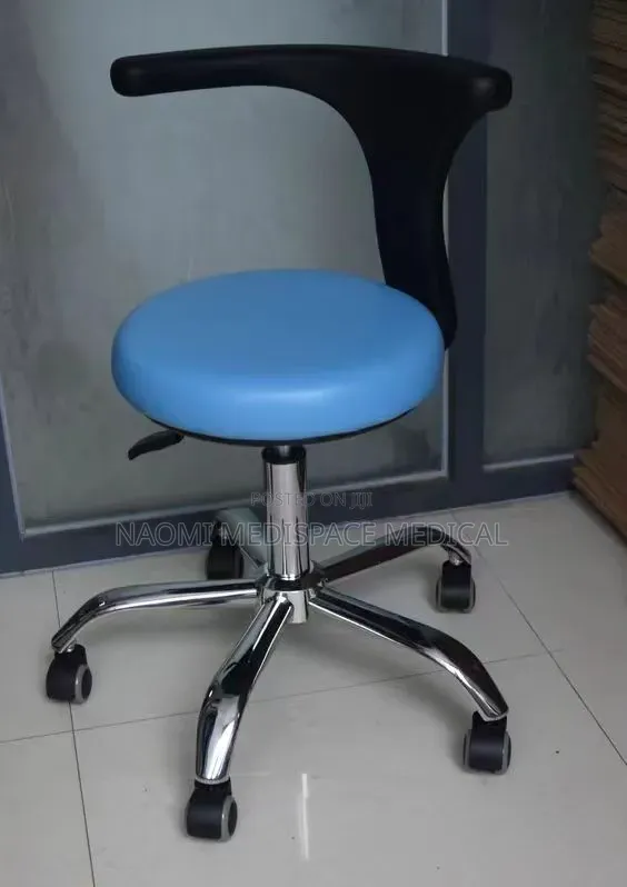 Comfortable, Padded Doctor's Stool With Backrest