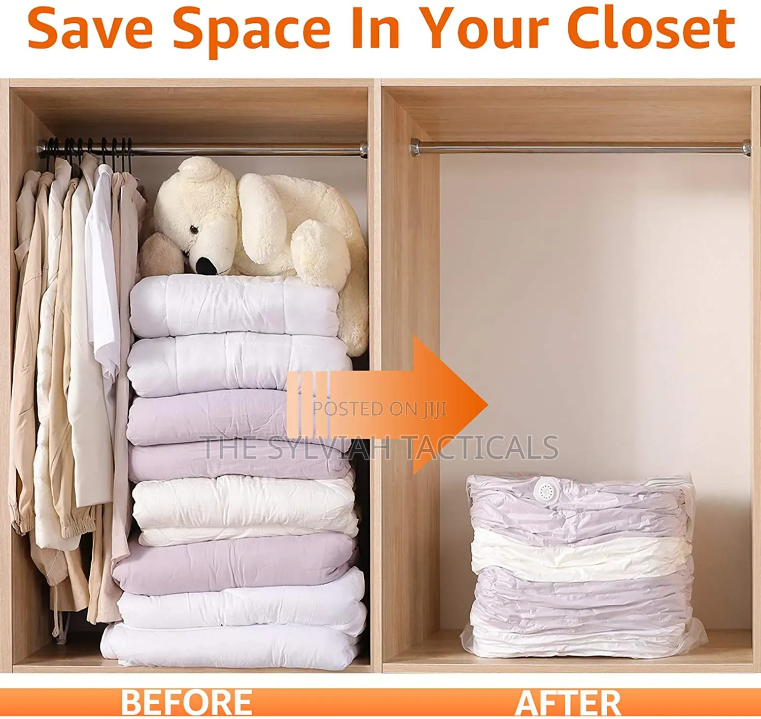 *5pcs Set No Pump Needed Vacuum Storage Bags for Clothes Blankets
