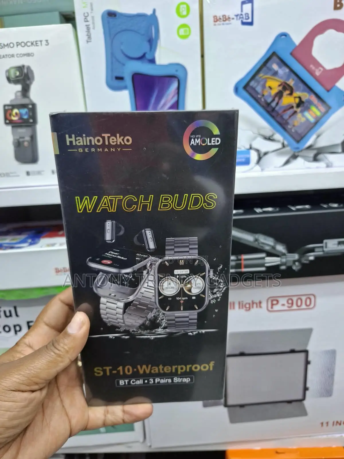 ST-10 Smart Watch With TWS Earbuds and 3 Pairs of Straps