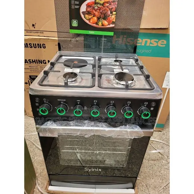 Syinix Standing Cooker 60x60 3 Gas Jet Valves + 1 Rapid Electric