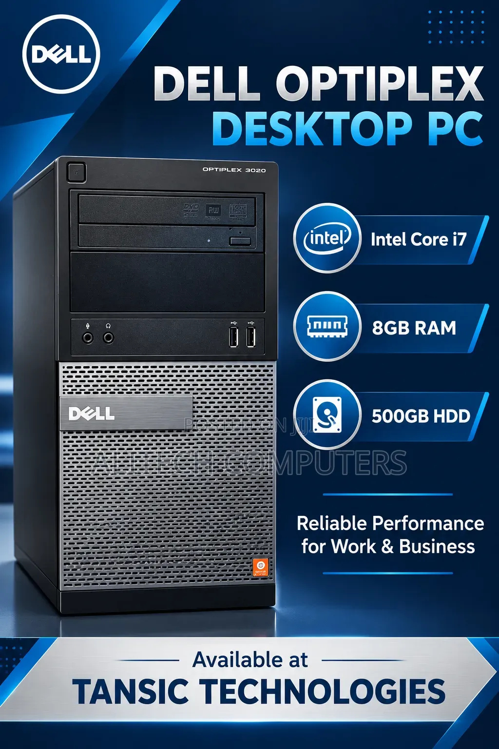 Desktop Computer Dell OptiPlex 3010 8GB Intel Core i7 HDD 500GB