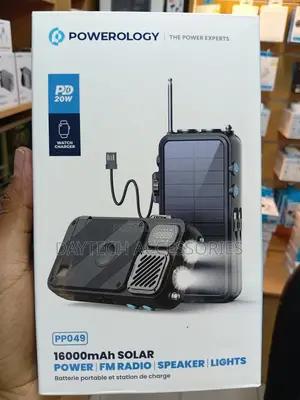 Powerology Solar Powerbank With Fm Radio/ Speaker/ Light 16000mAh
