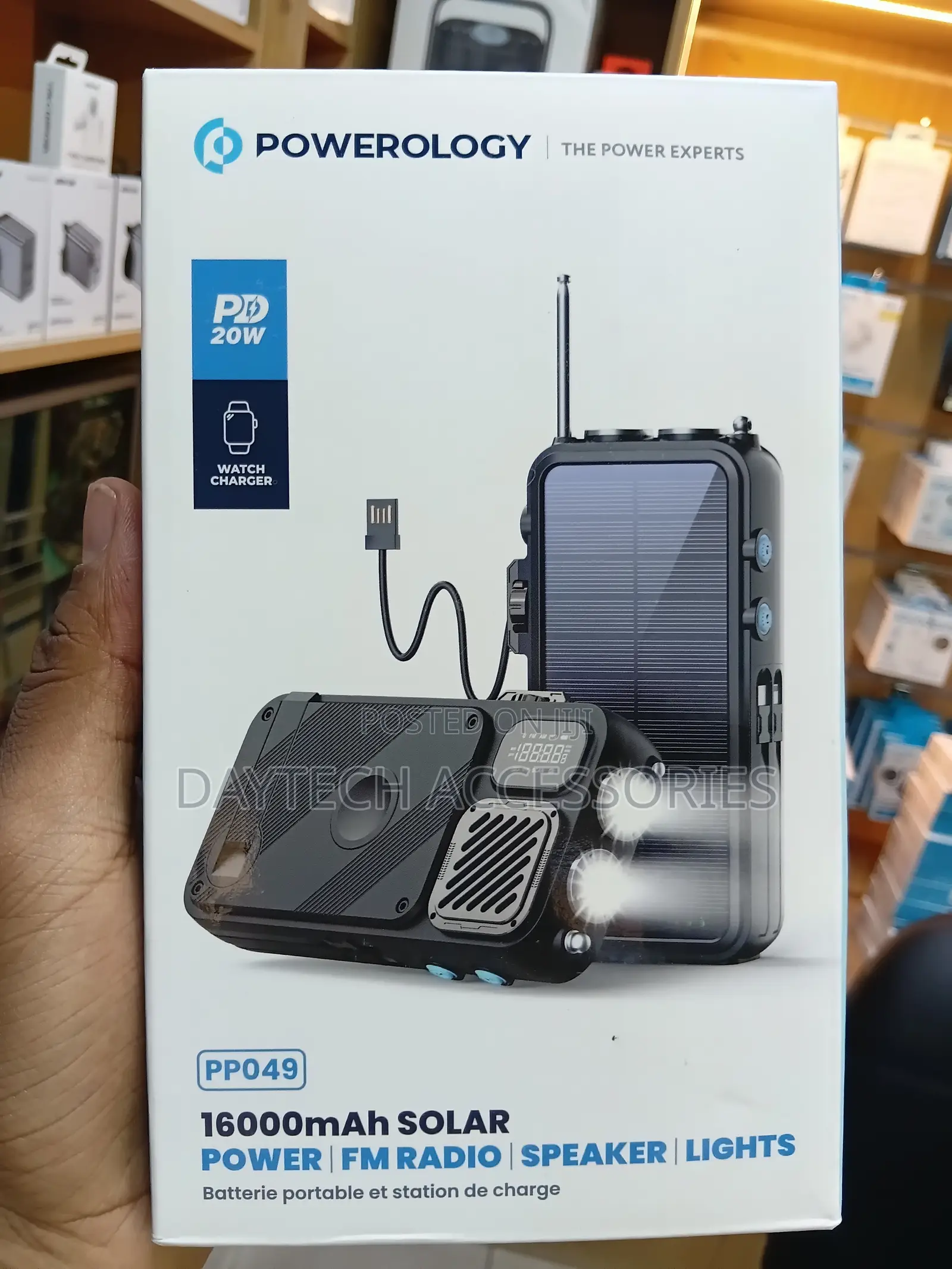 Powerology Solar Powerbank With Fm Radio/ Speaker/ Light 16000mAh