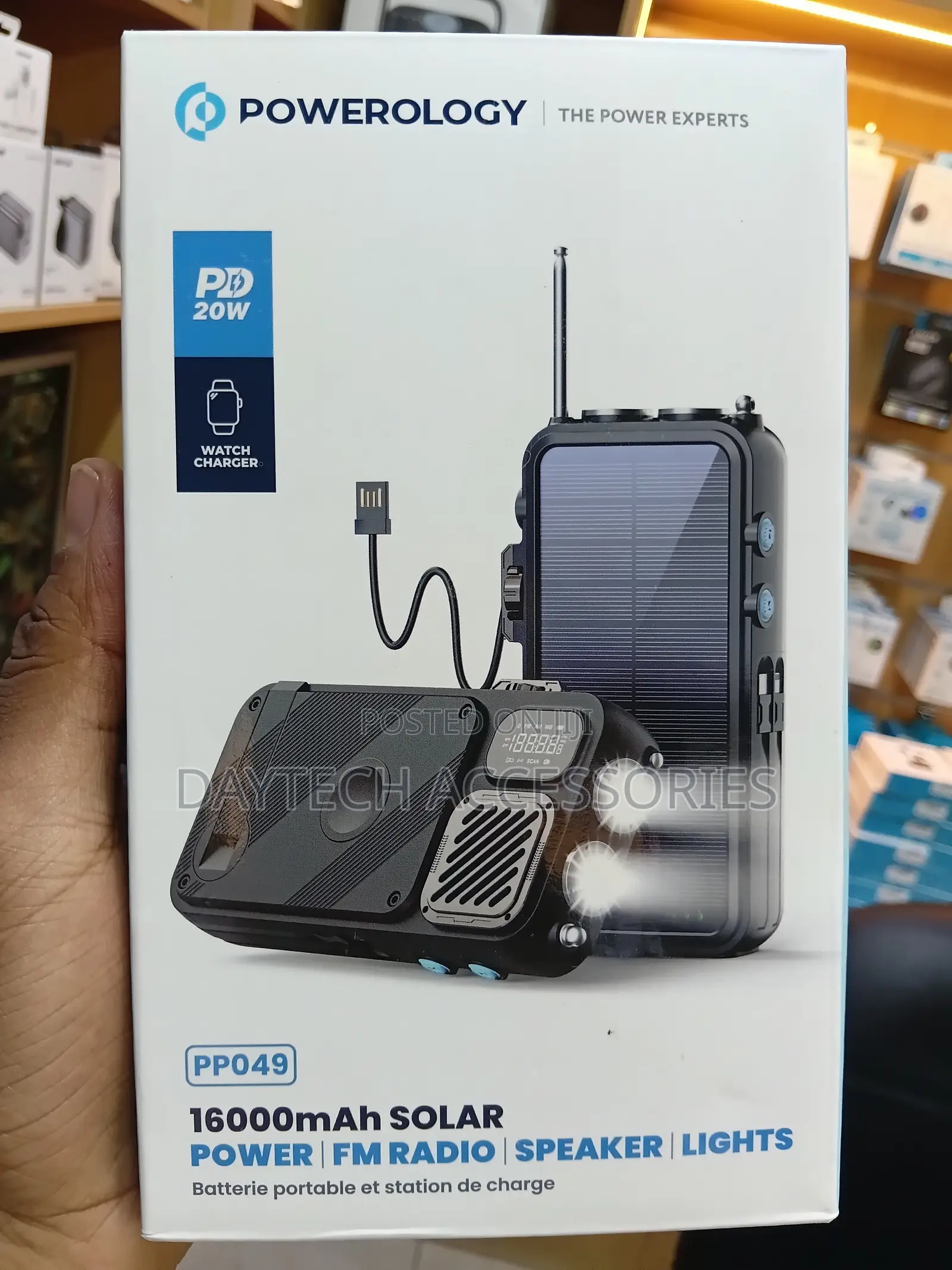 Powerology Solar Powerbank With Fm Radio/ Speaker/ Light 16000mAh
