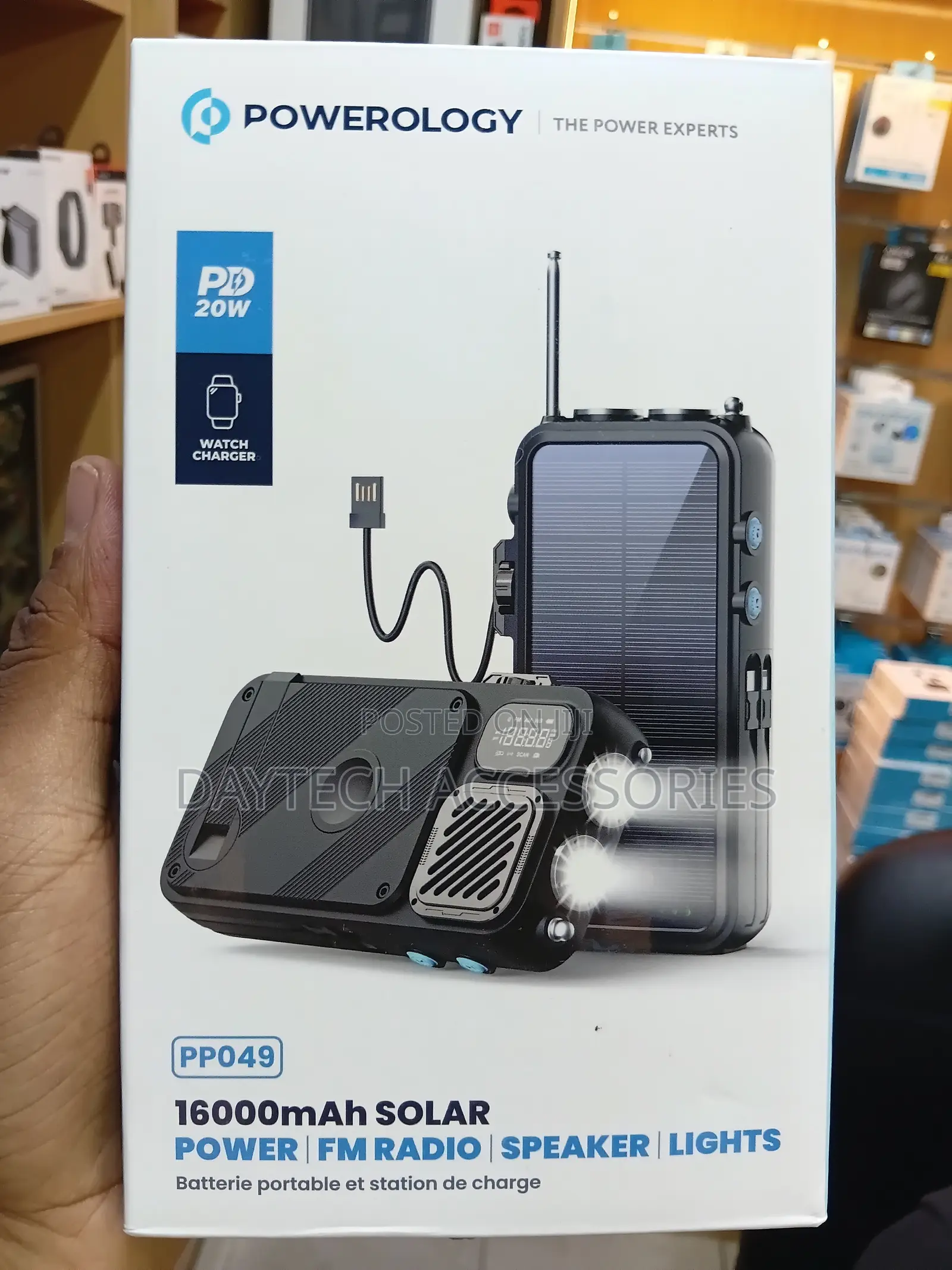 Powerology Solar Powerbank With Fm Radio/ Speaker/ Light 16000mAh
