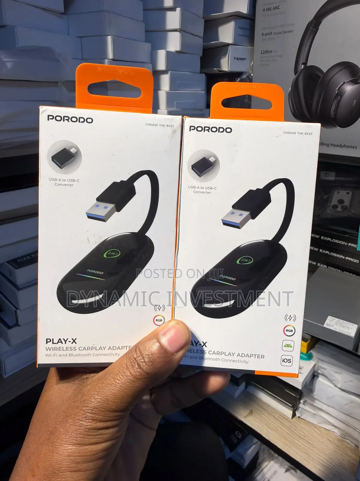 Porodo Play-X Wireless Adapter for CarPlay With Wi-Fi and Bluetooth