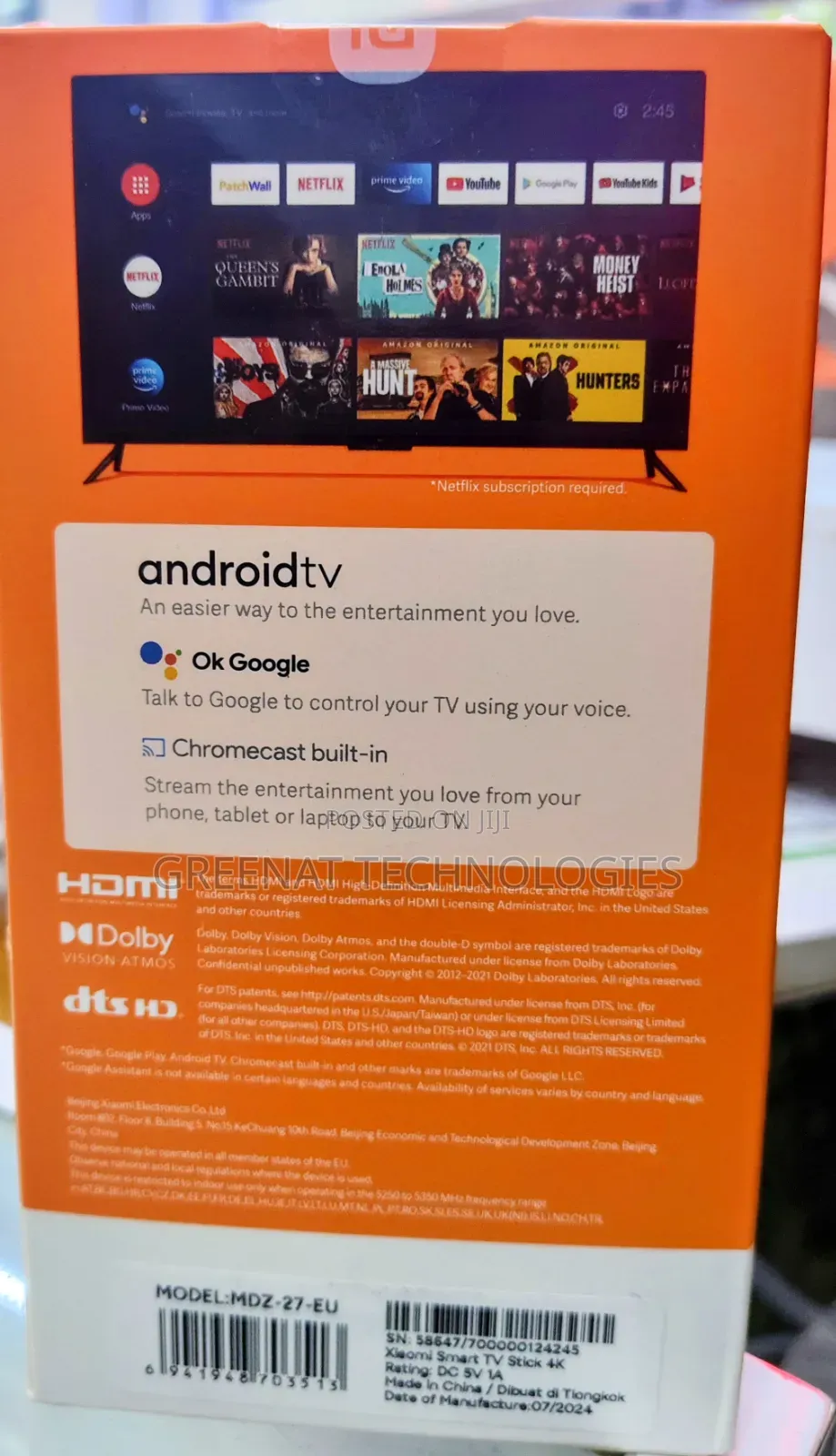 Xiaomi Smart TV Stick 4K MDZ-27-EU Android TV 4K Smart TV Stick
