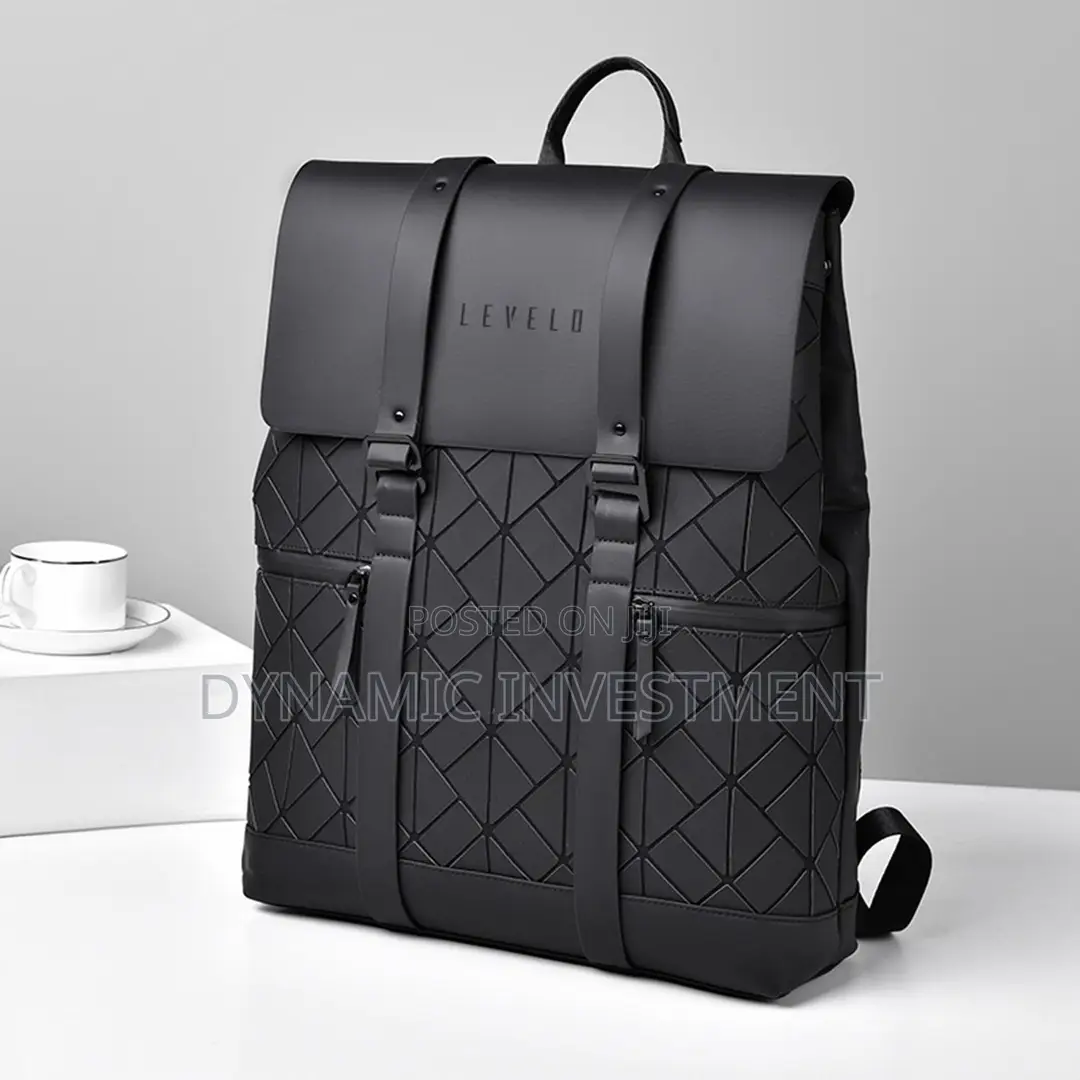 Levelo Premium Waterproof PU Leather Business Laptop Backpack/Bag