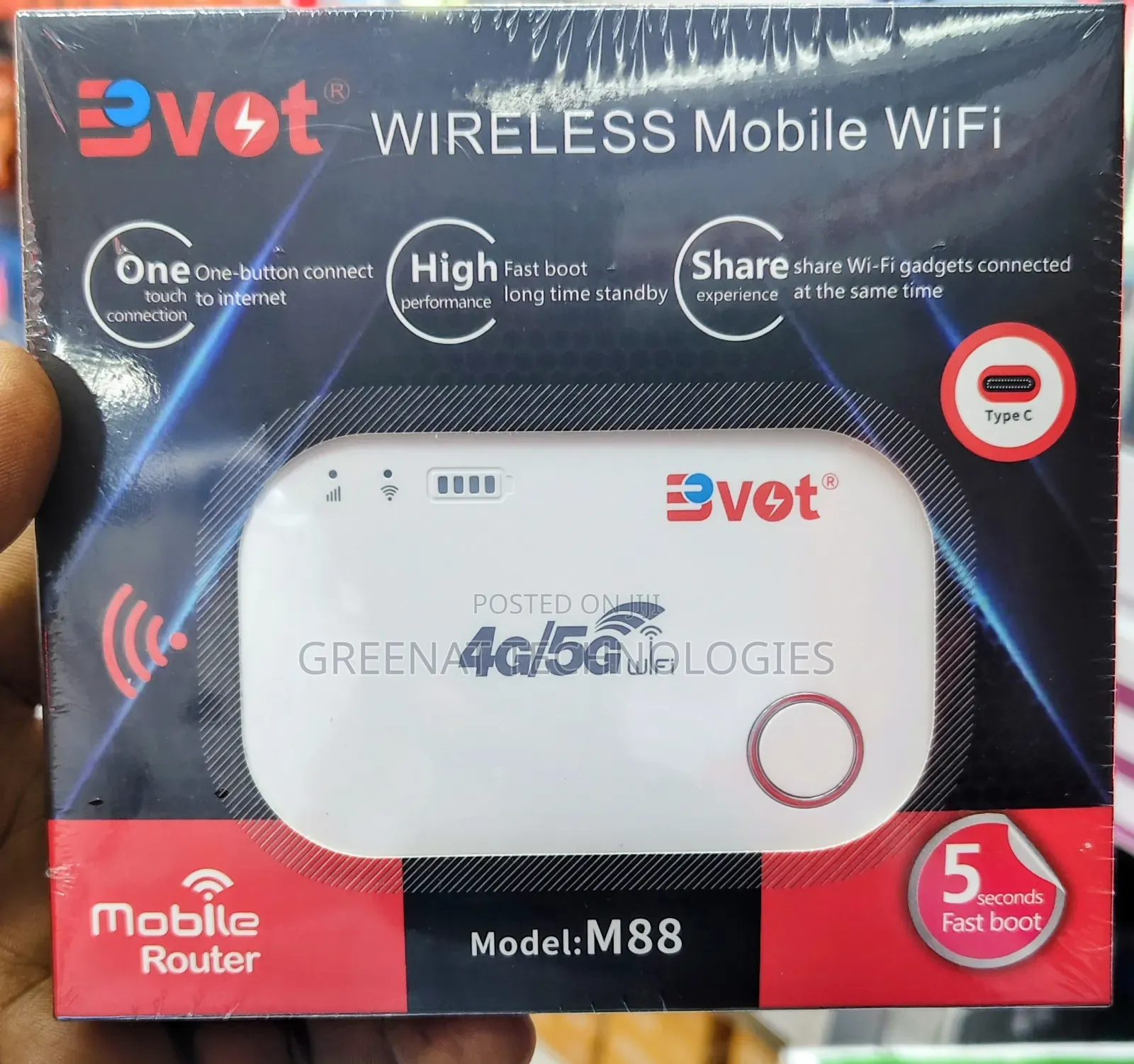 Bvot M88 Wireless Mobile WiFi 4g/5g Mobile Router Type C