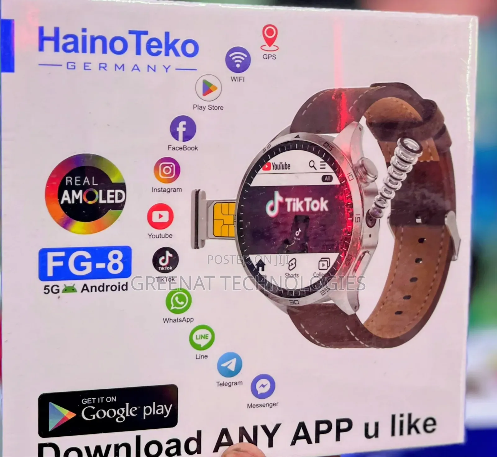 HainoTeko Germany FG-8 5G Android Watch 4GB+64GB Real AMOLED SIM Card