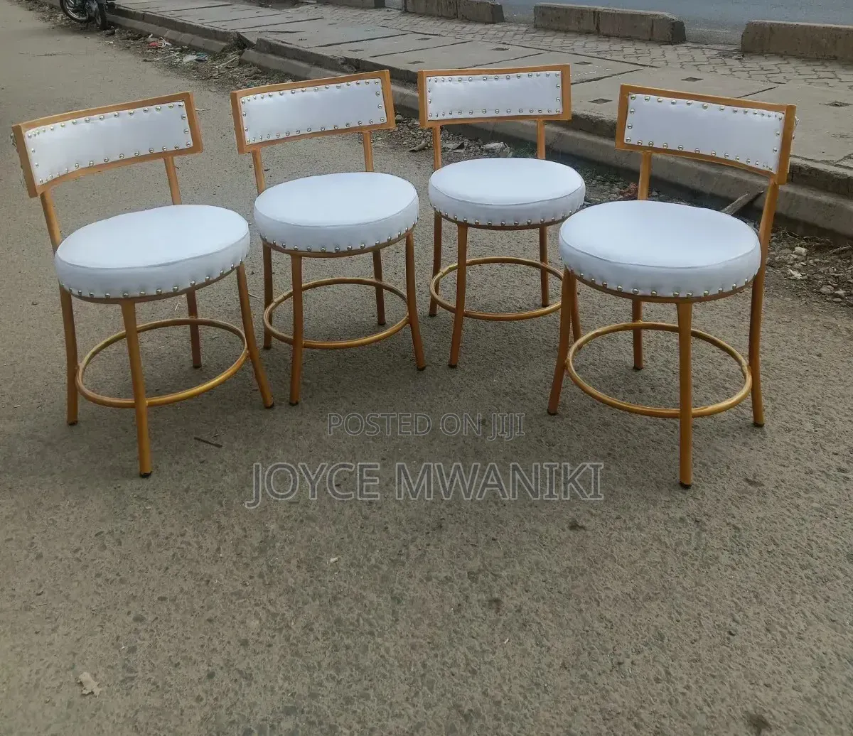 Modern Luxury Restaurant Round Chairs, White & Gold