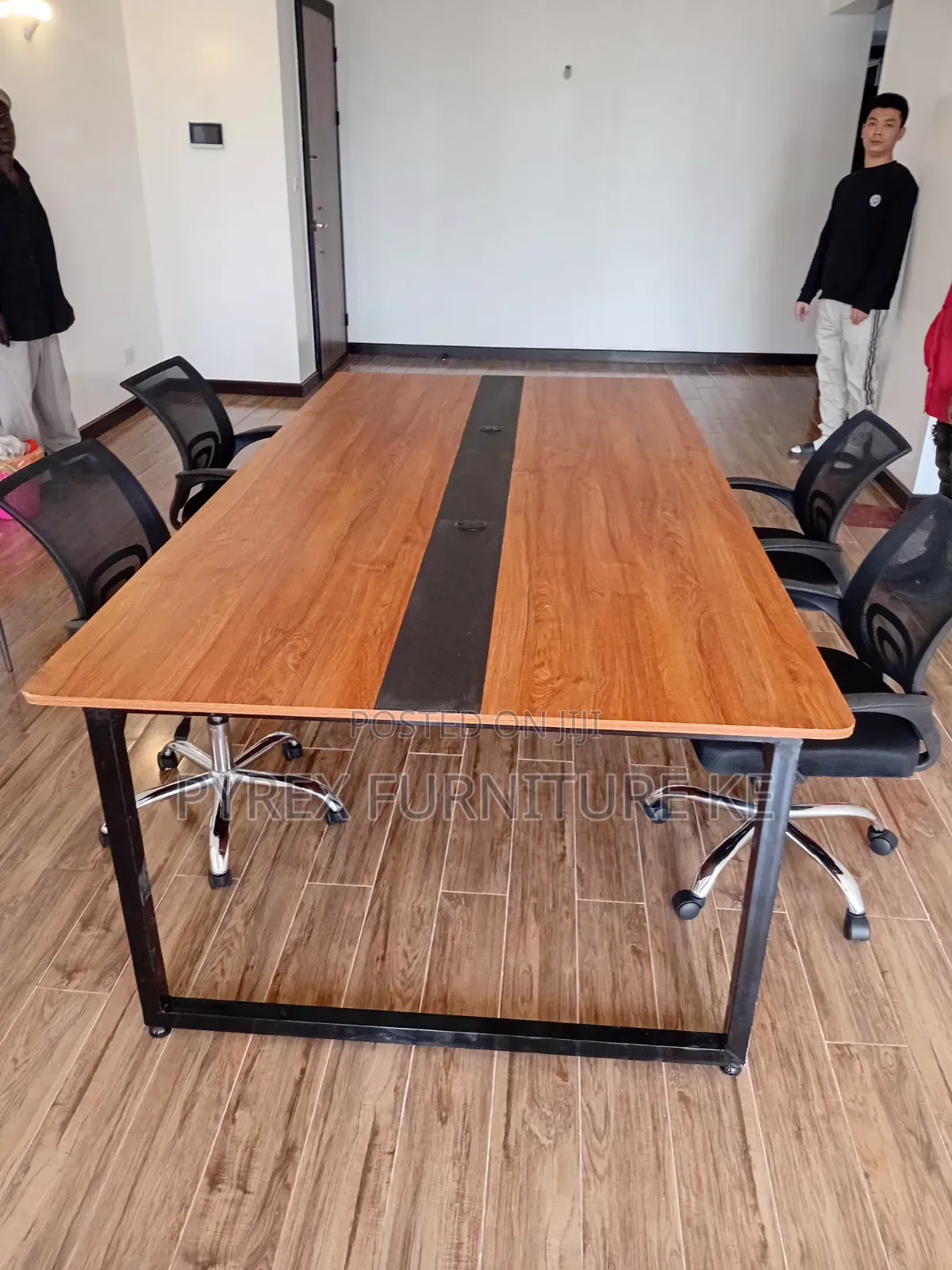Walnut Boardroom Meeting Table With Metal Legs