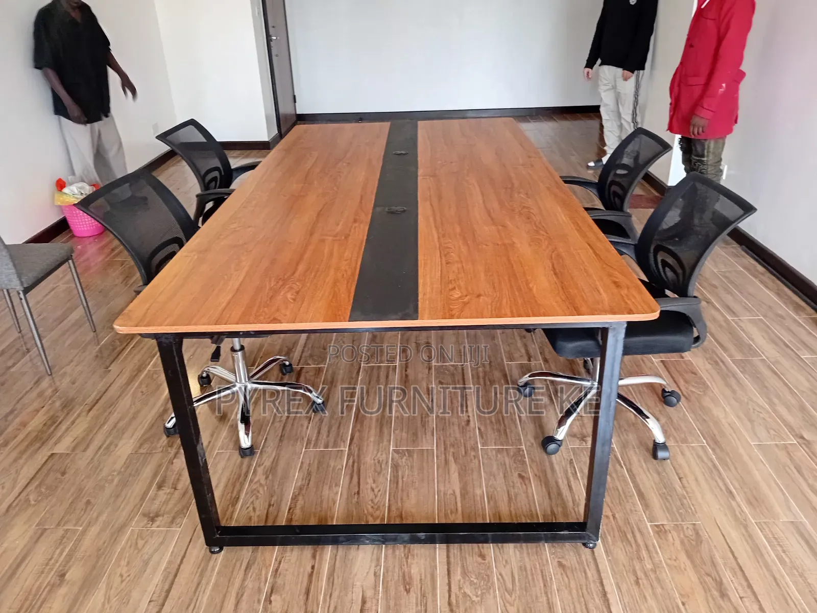 Walnut Boardroom Meeting Table With Metal Legs