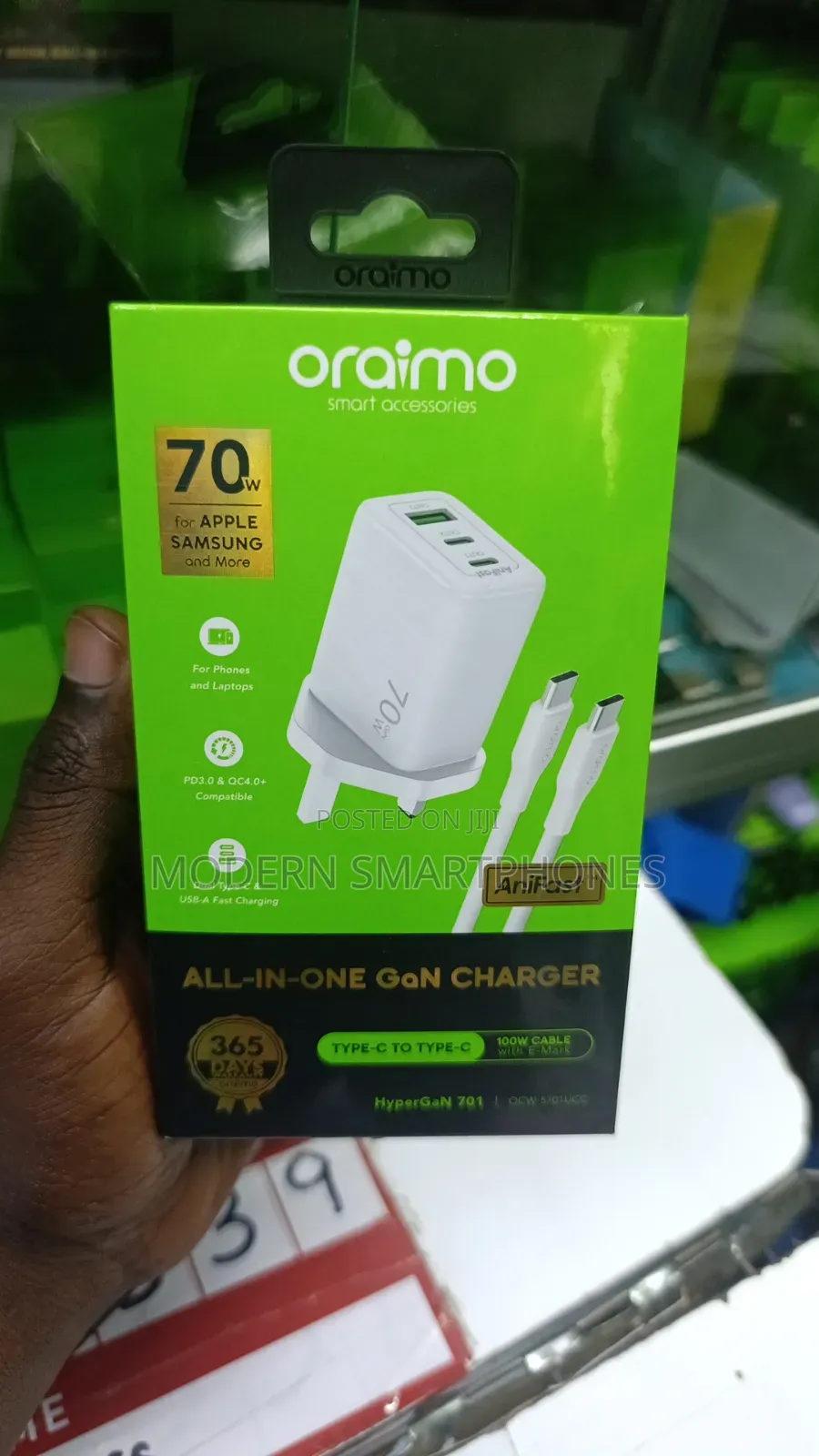 Oraimo HyperGaN 701 70W GaN Fast Charger With 3 Ports