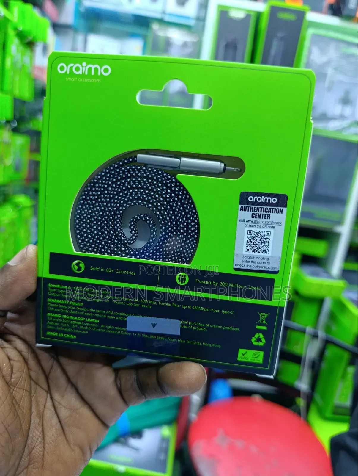 Oraimo SpeedLine 4 60W 2-in-1 Magnetic Fast Charge Cable.
