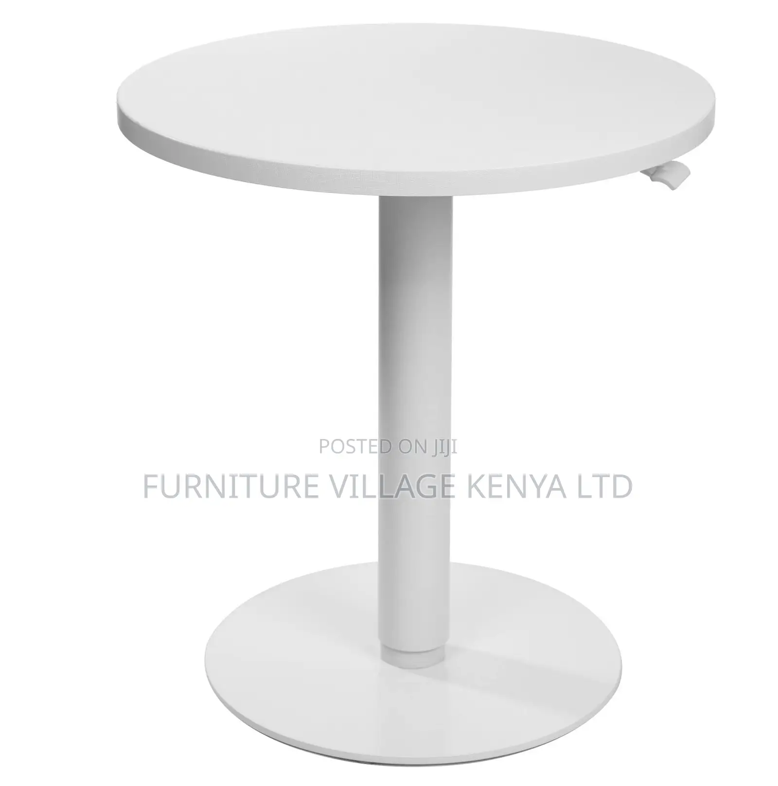 Dining Table; Round White Height Adjustable Bistro Modern Dining Table