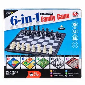6-in-1 Family Board Game Set – Chess, Checkers, Ludo,