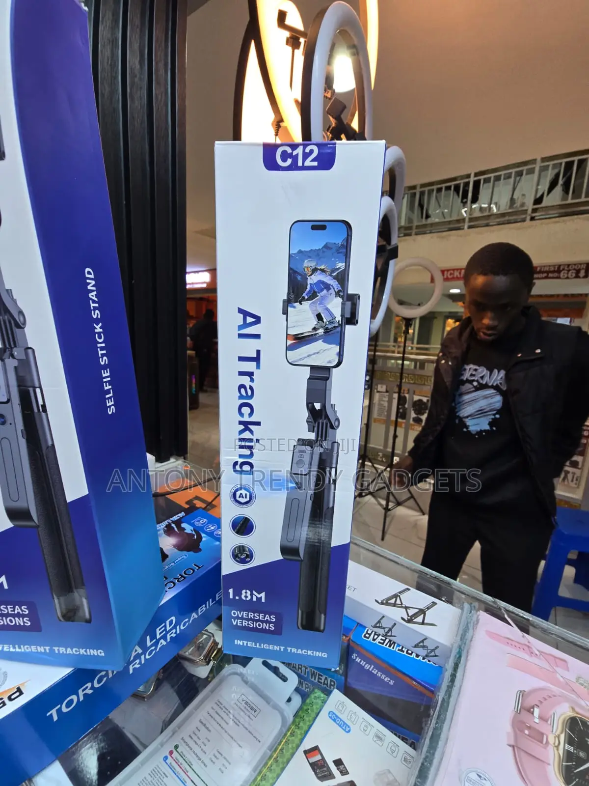 C12 AI Tracking Selfie Stick Tripod 1.8M With Gesture Control