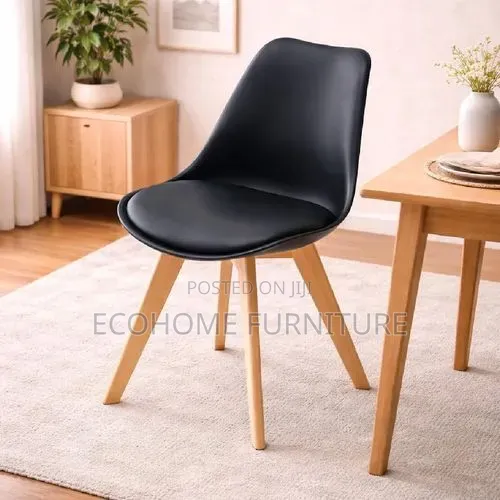 Black Dining Chair With Wooden Legs
