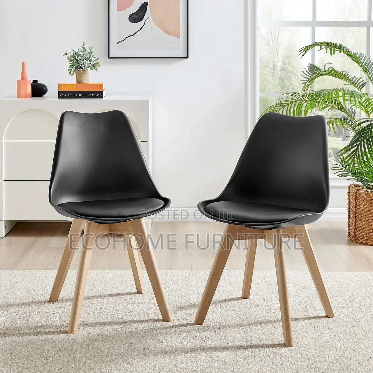 Black Dining Chair With Wooden Legs