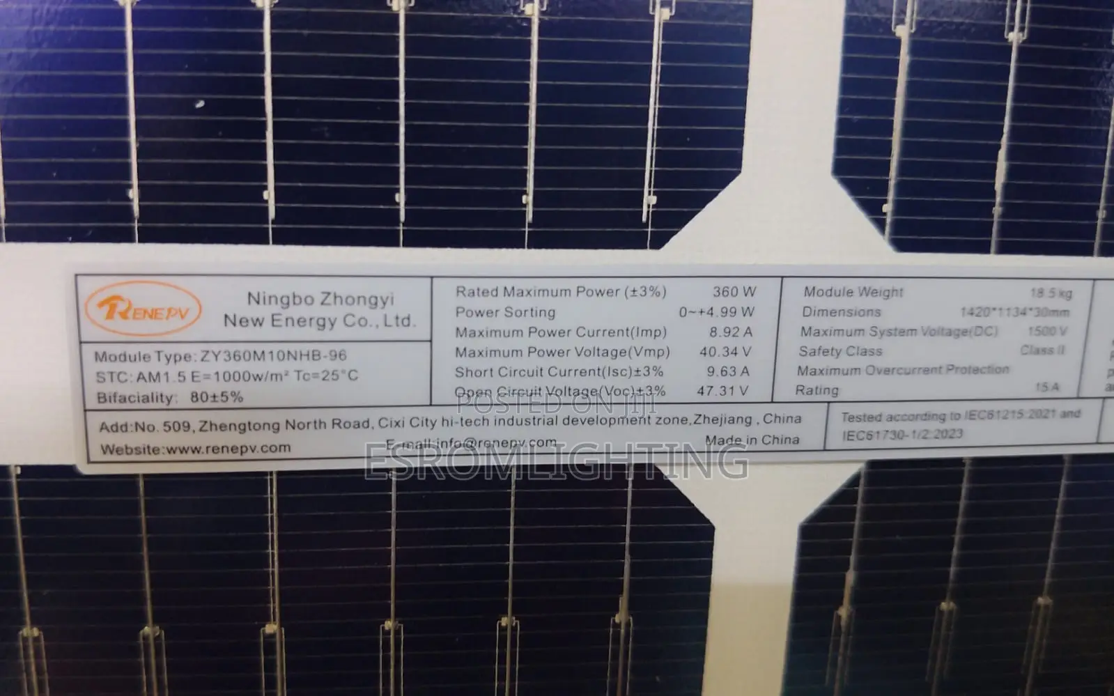 360w Renepev Bifacial Solar Panel – Kes 8,500
