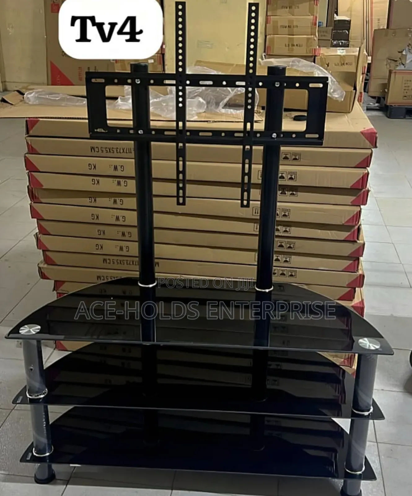 Glass TV Stand With Built-in TV Bracket TV4/ TV5